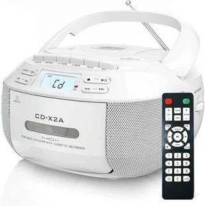 Greadio Lettore CD Portatile con Altoparlanti, Boombox BIANCO - di solito £55 - Foto 1 di 1