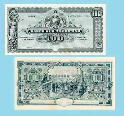 ECUADOR EKVADOR 100 SUCRES 1920      /- Copy - Image 1 of 2