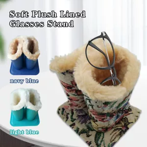 Soft Plush Lined Glasses Desk Stand Holder Double Pencil Vase Eyeglasses Stand - Picture 1 of 17