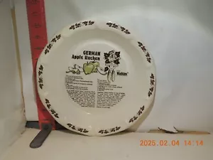 Watkins German Apple Kuchen Recipe Pie Plate Dish Vintage 1983 ~ 10.5 x 1.75 - Picture 1 of 2