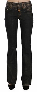 GALLIANO Jeans Cotton Black Washed Mid Waist Flared Denim Pants s. W24 RRP $500 - Picture 1 of 7