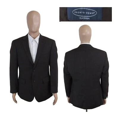 Pronto Uomo Platinum Two Button Brown Blue Check Wool Blend Sport Coat 40R - Image 1 of 4