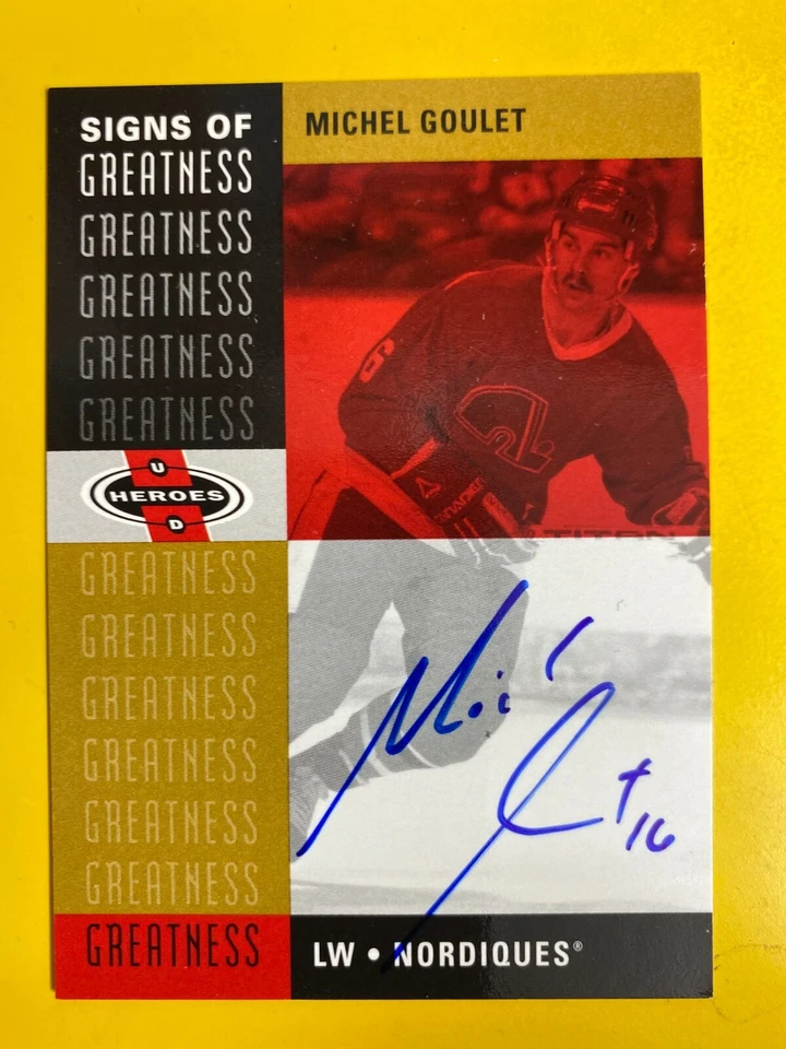 D55454  2000-01 Upper Deck Heroes Signs of Greatness #MG Michel Goulet BK$25 - Image 1 of 1