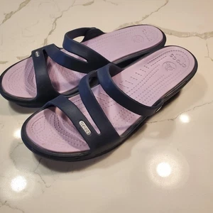 Crocs Patricia Wedge sandal Women's size 11 Navy/Lavender - Picture 1 of 8
