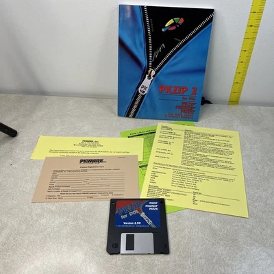 Vintage PKZIP 2 for DOS on 3.5" Disk And Book - Image 1 of 4