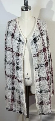 Теория кардиган свитер S шерсти мохера альпака смесь слоновой кости клетку большого размера - Изображение 1 из 4