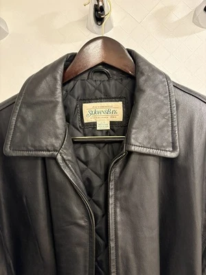 VTG St. John's Bay Jacket Mens Large Black Genuine Leather Bomber Quilted Lined - Image 1 of 4