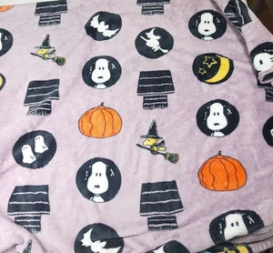 Peanuts Halloween Snoopy Woodstock Hexe Kürbis lila 50x70 Decke weich Überwurf - Bild 1 von 9