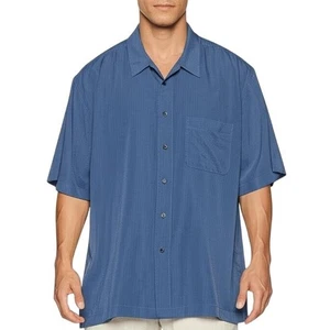 Roundtree & Yorke Button Down Shirt Dark Blue Textured Size Medium Casual Modern - Picture 1 of 11