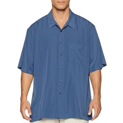 Roundtree & Yorke Button Down Shirt Dark Blue Textured Size Medium Casual Modern - Image 1 of 4