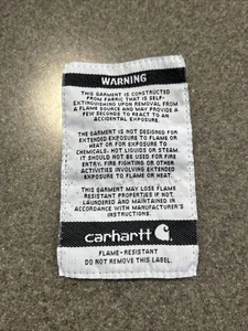 Parche de etiqueta de advertencia de tela Carhartt FR punto de coser parche 100 % auténtico - Imagen 1 de 4