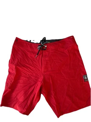 Volcom Board Shorts Mens Red Mod Tech Stretch Swim Trunks Pocket Surf  34 - Image 1 of 4