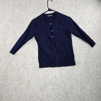 Cardigã suéter New York & Company 7th Avenue azul marinho M - Imagem 1 de 4