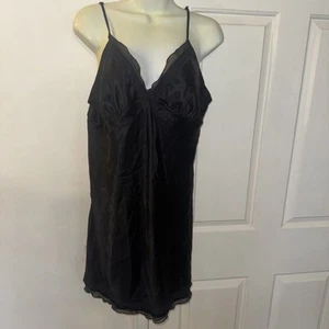 Victoria's Secret Unterhemd Größe Large schwarz Schlupf Nachthemd V-Ausschnitt Spitze sexy - Bild 1 von 9