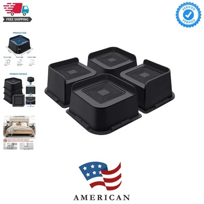 黑色防滑 3 英寸家具立管 - 适合床、沙发和桌子 — 第 1/4 张图片