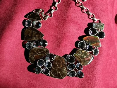 Neckelace 20 Pollici Sterling Silver With Real Ammolite And Mystic Topaz  - Immagine 1 di 4