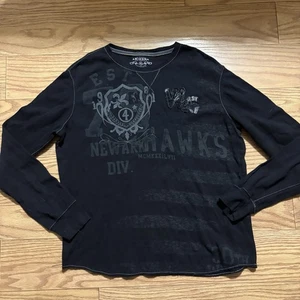 Y2K 2000s Arizona Thermal Waffle Knit Black Grunge Emo Goth Shirt XXL - Bild 1 von 7