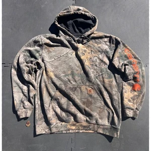 Vintage Carhartt Sweater Men's Camo SZ L Real Tree Logo Hoodie sleeve logo Y2K - Picture 1 of 7