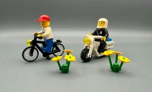 Small Lot of Lego Minifigures Flowers, Bike, Policeman Motorcycle Sold As Found - Picture 1 of 7