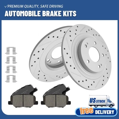 Rotores de freno traseros perforados + pastillas de cerámica para Mitsubishi Outlander Sport 2016-2024 Foto 1 de 4