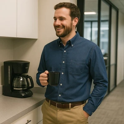 J Crew Mens M Irish Linen Shirt Blue Classic Minimal Coastal Resort Everyday - Image 1 of 4