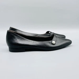 Paul Green Shoes Womens 6 Black Ballet Flats Pointed Toe Pearl Slip On Leather - Picture 1 of 13