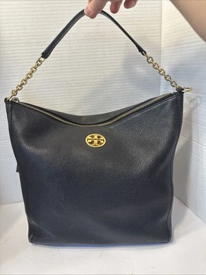 Подлинный Tory Burch carter hobo наплечная сумка в черной коже золотой цепи сумка с короткими ручками - Изображение 1 из 4