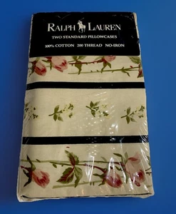 NWT Ralph Lauren Primrose Flowers Blue Stripe Katia Rose 2 Standard Pillowcases - Picture 1 of 5