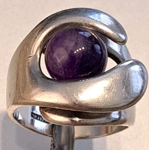 Kupittaan Kulta Sterlingsilber Amethyst MODERNIST AMORPH Ring Elis Kauppi 9 - Bild 1 von 12