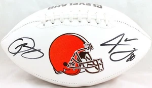Jarvis Landry/Odell Beckham Autographed Browns Logo Football-Beckett W Holo *Blk - Picture 1 of 11