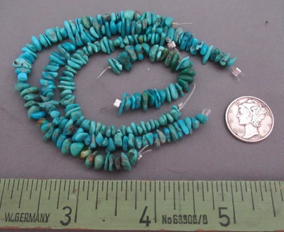 4 hilos turquesa Kingman = pepitas de 17,25" 3 x 2 mm a 7 x 3 mm 80tcw #748 Foto 1 de 4