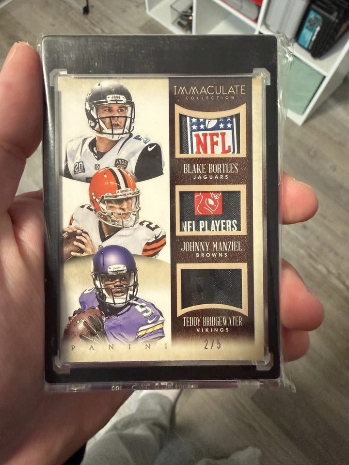 2014 Panini Immaculate Johnny Manziel Bortles Bridgewater etiquetas de lavandería reliquia/5 Foto 1 de 2