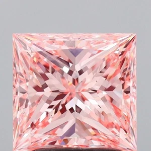 Fancy Intense Pink 2.08 Ct Princess Cut VS2 IGI Certified Lab Diamond Ring Setti - Picture 1 of 11