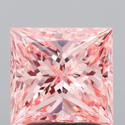 Fancy Intense Pink 2.08 Ct Princess Cut VS2 IGI Certified Lab Diamond Ring Setti - Image 1 of 4