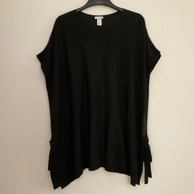 J Jill Women Sweater Black Wool Blend One Size Cover Up Tie Side - Image 1 of 4