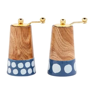 Mud Pie Dot Enamel S P Grinder Set; 5" X 2 3/4" Dia - Picture 1 of 2