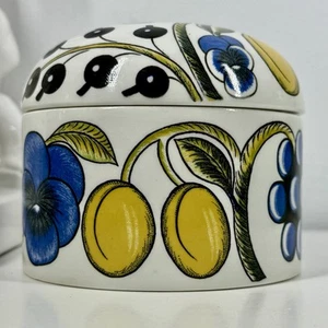 ARABIA Finland PARATIISI Oval STORAGE BOX Covered 4in Candy/Sugar Bowl 70s Chic - Picture 1 of 13