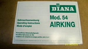RWS Diana AIRKING Model 54 T01 Owner's Manual Operating Instruction - Picture 1 of 2
