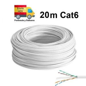 Bobina Cable Red Ethernet 20m 20 metros RJ45 CAT6 Cat 6 BLANCO Gigabit 1000 mbps - Imagen 1 de 4