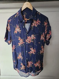 Men's Floral Button Down Blue Shirt Insight - Picture 1 of 4