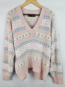 Liz Sport Claiborne Womens Vintage Sweater Size Large Pink Striped 80s 90s Top - Picture 1 of 11