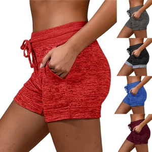 UK Womens Elasticated Waist Shorts Ladies Summer Gym Joggers Hot Pants Plus Size - Picture 1 of 18