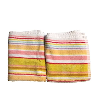 Pottery Barn zwei Handtücher bunte Streifen modern hell 18 x 28 LESEN - Bild 1 von 8