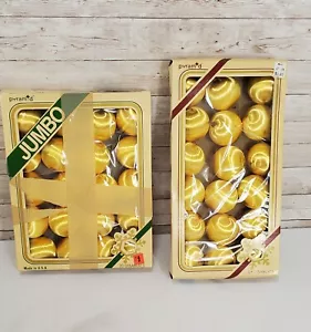 38 Palline Vintage Oro Satinato Lucido Ornamenti Albero di Natale Piramide Rauch Ind. - Foto 1 di 14