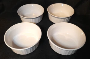 Set of 4 Vintage Corning Ware French White 16oz Round Casserole Bowls F-16-B USA - Picture 1 of 6
