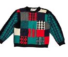 VINTAGE Patchwork Sweater Hand Knit SM Colorblock Textured WINTER Preppy COASTAL