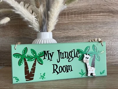 MY JUNGLE ROOM Letrero de Madera Safari Selva Guardería Decoración Ex Ex Ex Ex Ex Ex Display 20% a Caridad Foto 1 de 3