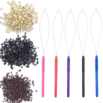 Nano Anillo Micro Enlace Punta I Cuentas Extensiones de Cabello Alambre Tirando Aro Lazo Gancho Herramienta Foto 1 de 4