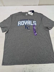 NWT Majestic Kansas City Royals Grey T Shirt Baseball MLB Size 2XL AM16 - Picture 1 of 4