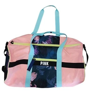 Pink Victoria's Secret Gym Large Duffel Bag Neon NWOT Gym Travel Workout Blue - Picture 1 of 4